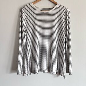 J.Jill Pima Cotton Striped Crew Neck High Low Long Sleeve Tee